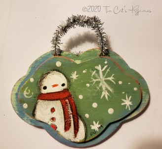 Snowman on green ornament